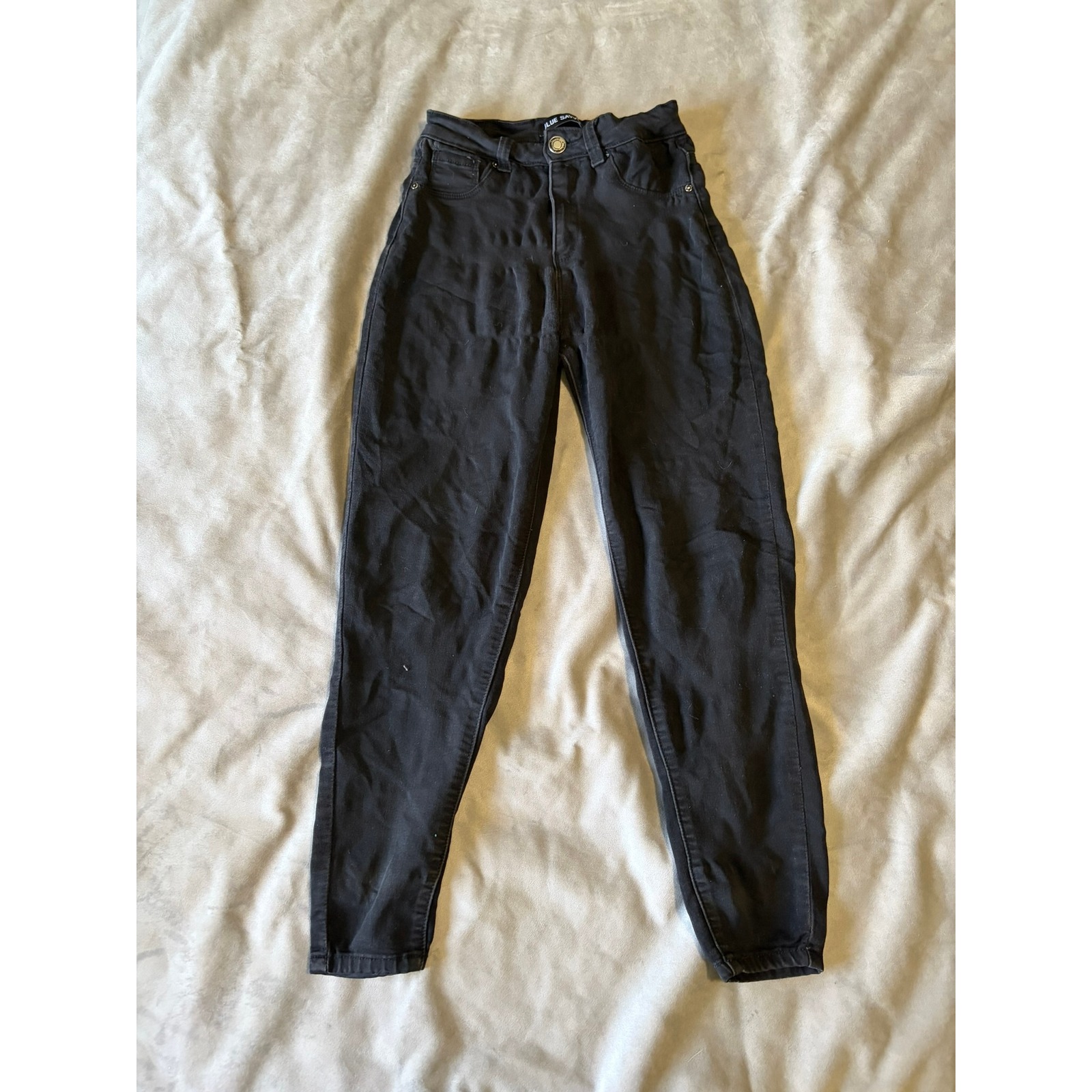 Blue Savvy Black High Waisted Skinny Jeans Size 26 Stretch Denim Tapered Leg
